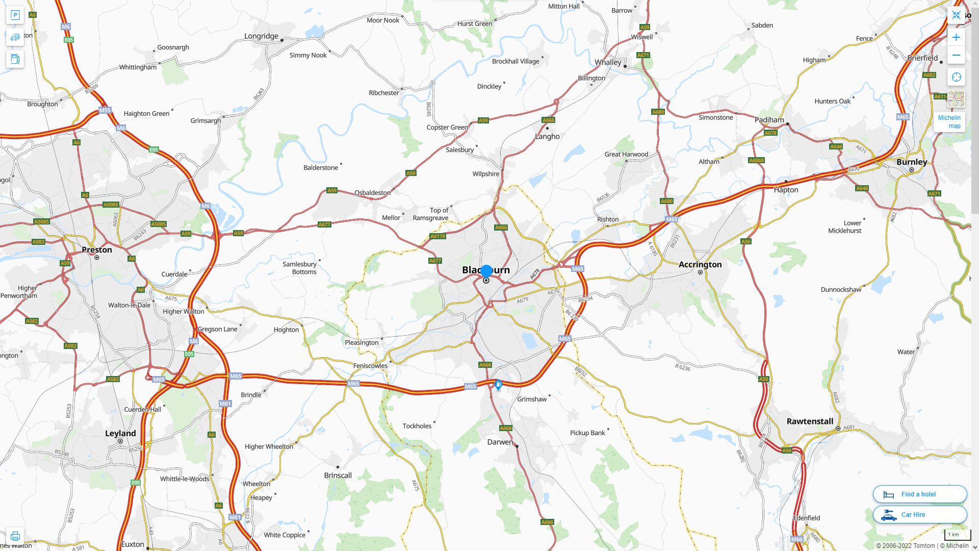 Blackburn Highway and Road Map